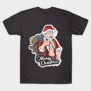 Vintage Santa Claus Retro Design Christmas Beer Funny Gift Idea T-Shirt